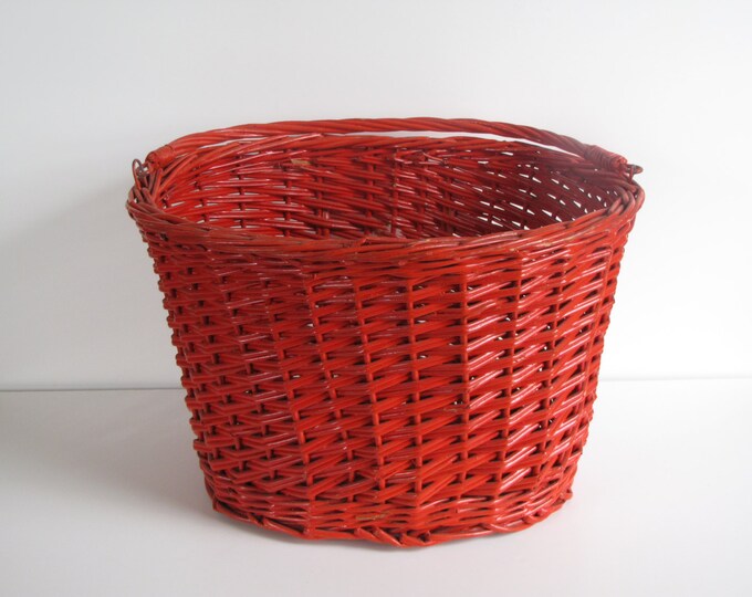 Vintage Bike Accessory Red Wicker Bike Basket Etsy
