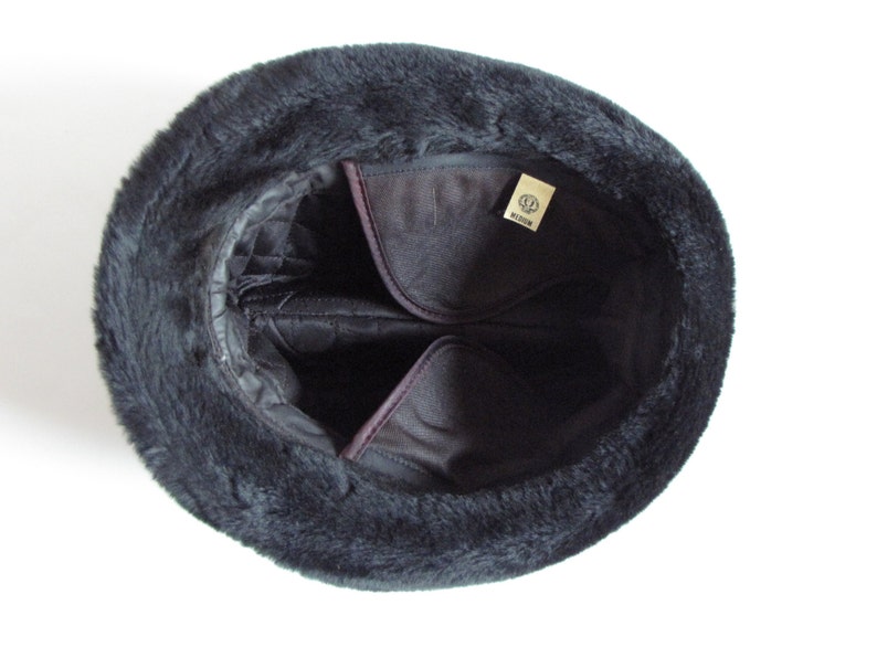 Vintage Winter Black Fuzzy Fedora Style Mens Hat with ear Etsy