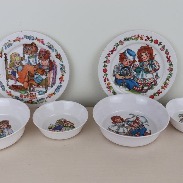 Pick the Set You Want: Vintage Children's Raggedy Ann Dishes or Goldilocks & Three Bears Set