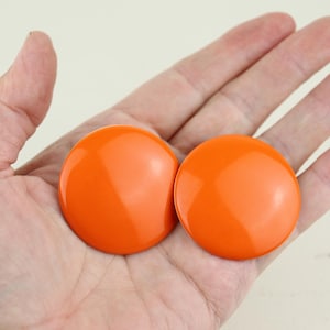 Vintage Large Round Orange Clip On Earrings