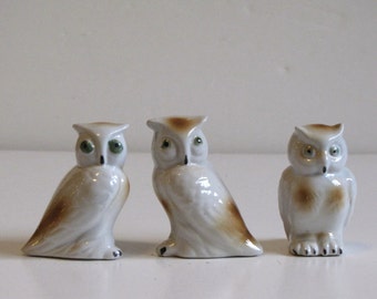 Vintage Small Owls - Set of Three