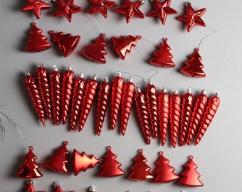 SALE Vintage Red Christmas Ornaments - Plastic - 30+