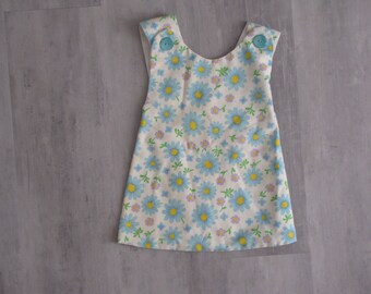 Vintage Baby Girl Blue Floral Criss Cross Dress