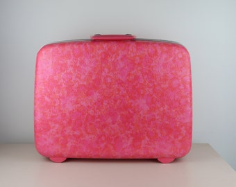 Vintage Samsonite Pink Marbelized Suitcase / Luggage
