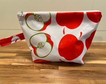 Cosmetic Bag in Red Apple & Gingham Oil Cloth