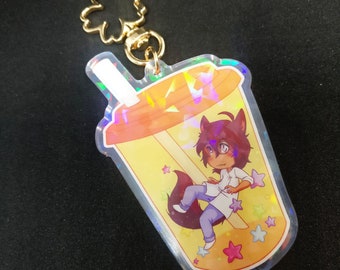 Cat boy Star Boba - Holographic Acrylic Charm