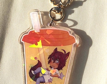 Cat boy Star Boba - Holographic Acrylic Charm