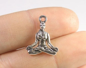 Jewelry Making Supplies Yoga Healing Charms 10 Antique Silver Lotus Yoga Healing Charms Lotus Charms Charms 1338 18x17mm