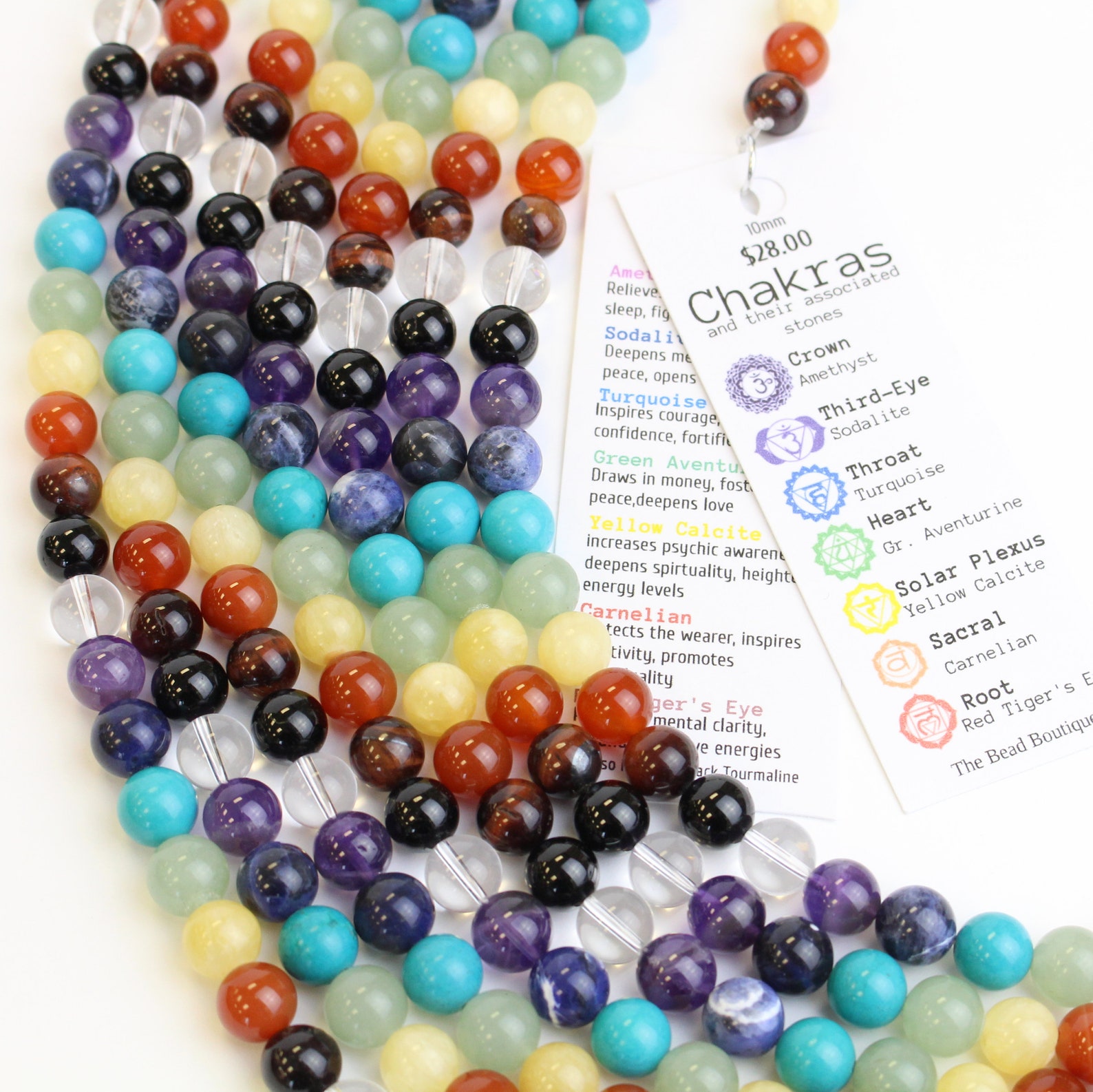 10mm Chakra Bead Strand with 7 Chakras with Clear Quartz and Etsy