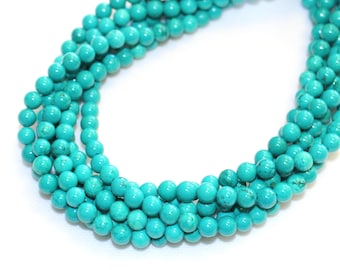 6mm Green/Blue Dyed Howlite Gemstone for Mala and Jewellery Making 16 Inch Strand, Approx 65 Beads