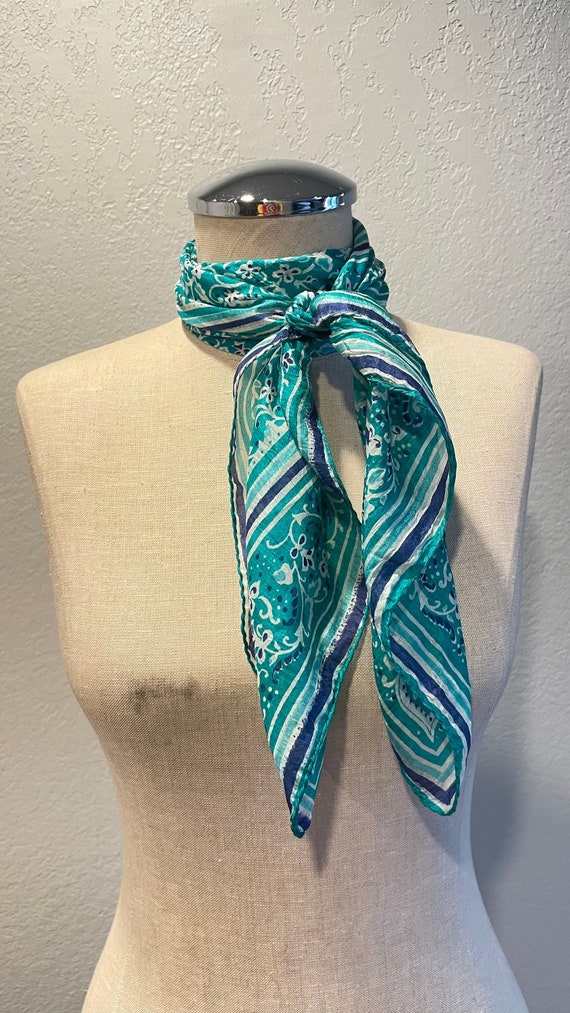 Turquoise & blue block print scarf