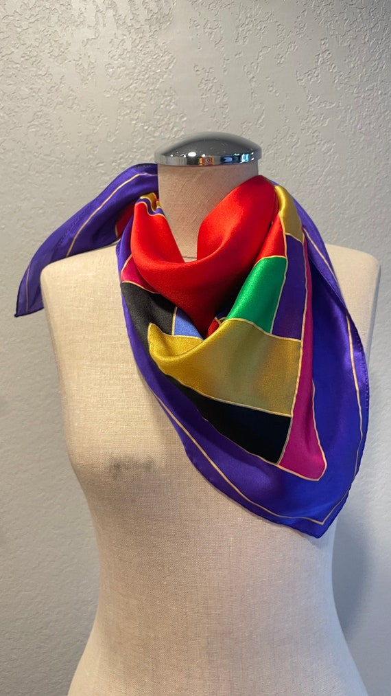 Ellen Tracy rainbow silk abstract rainbow scarf