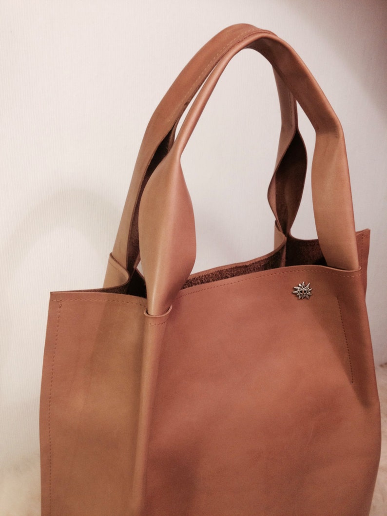 Cognac Leather Shopper Cognac leather Shopper Tote image 3