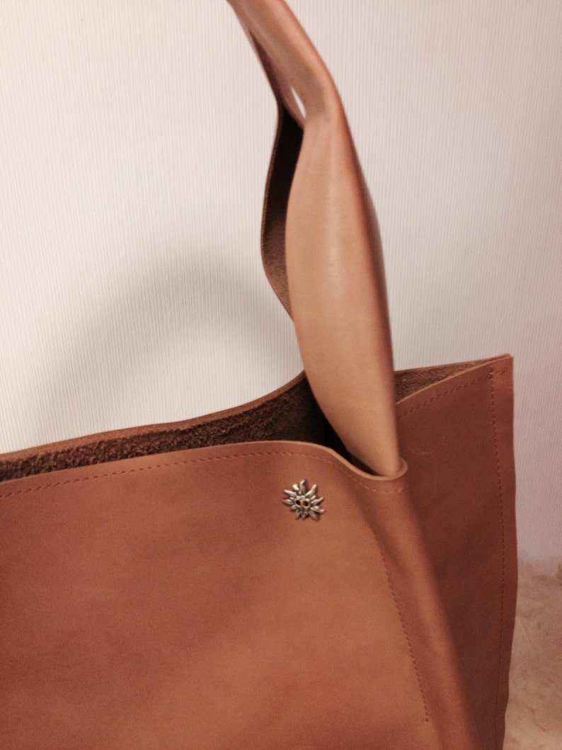 Cognac Leather Shopper Cognac leather Shopper Tote image 4