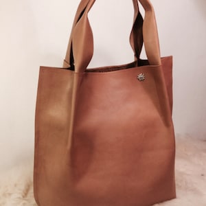 Cognac Leather Shopper Cognac leather Shopper Tote image 1