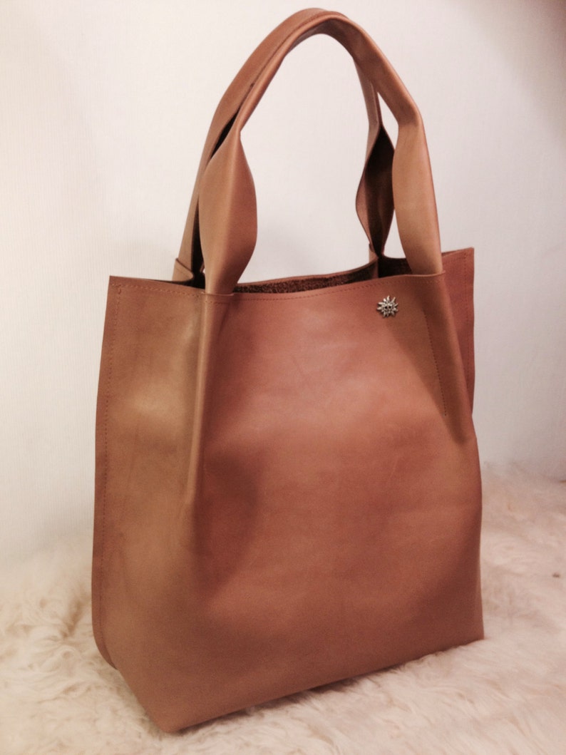 Cognac Leather Shopper Cognac leather Shopper Tote image 1