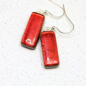 Dichroic Earrings Red Drop Dangle Earrings
