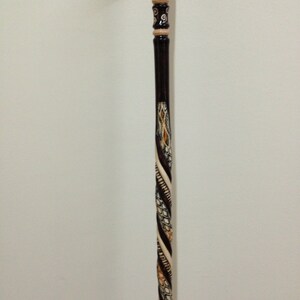 Handmade Wooden Walking Cane | Embroidered & Patterned Walking Stick ...