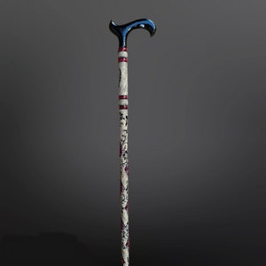 Handmade Wooden Walking Cane | Embroidered & Patterned Walking Stick ...
