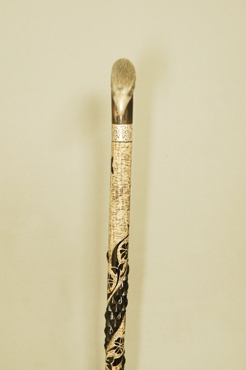 Handmade Wooden Walking Cane Embroidered & Patterned Walking Stick ...