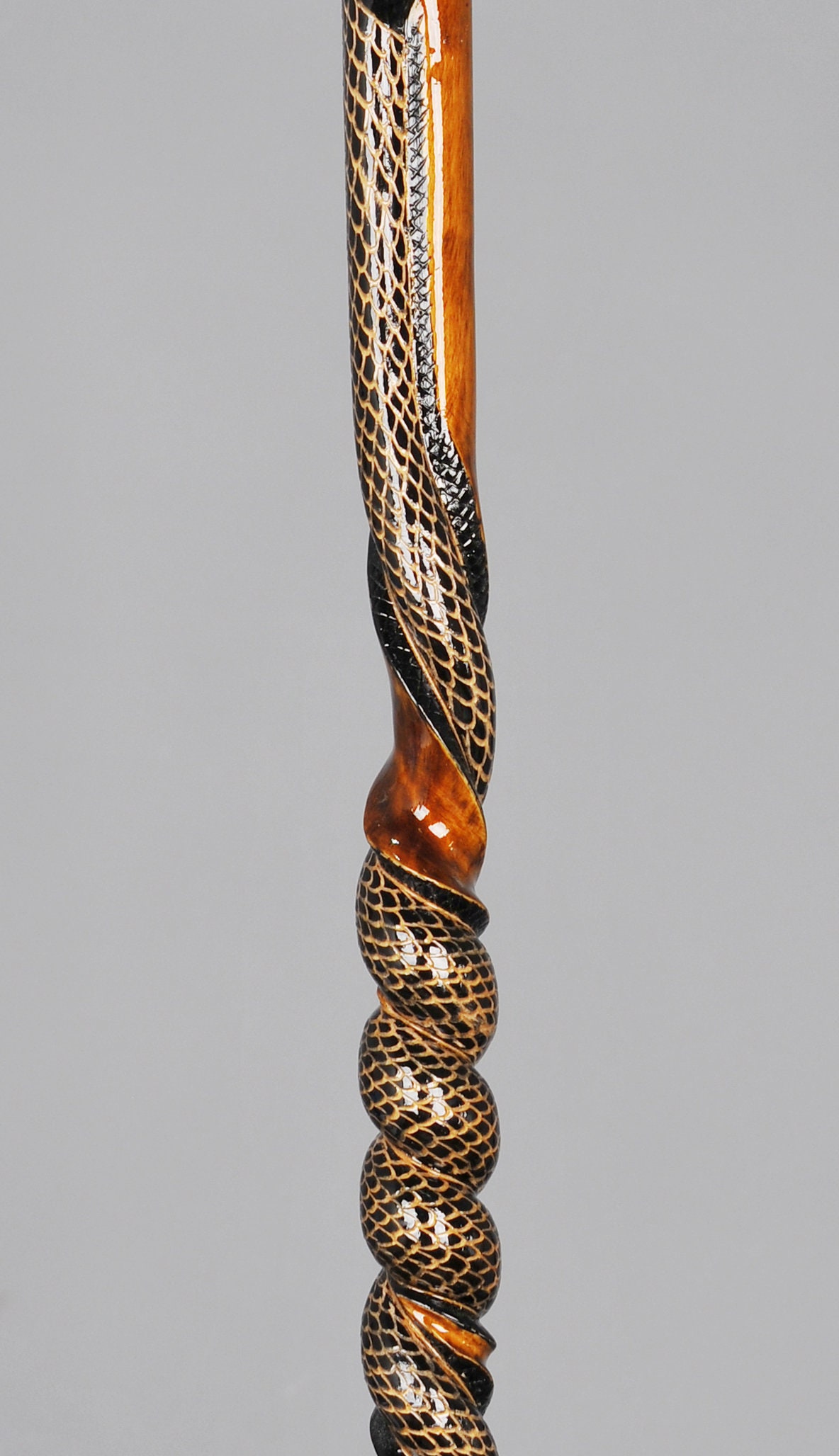 Handmade Wooden Walking Cane | Snake Embroidered & Patterned Walking ...