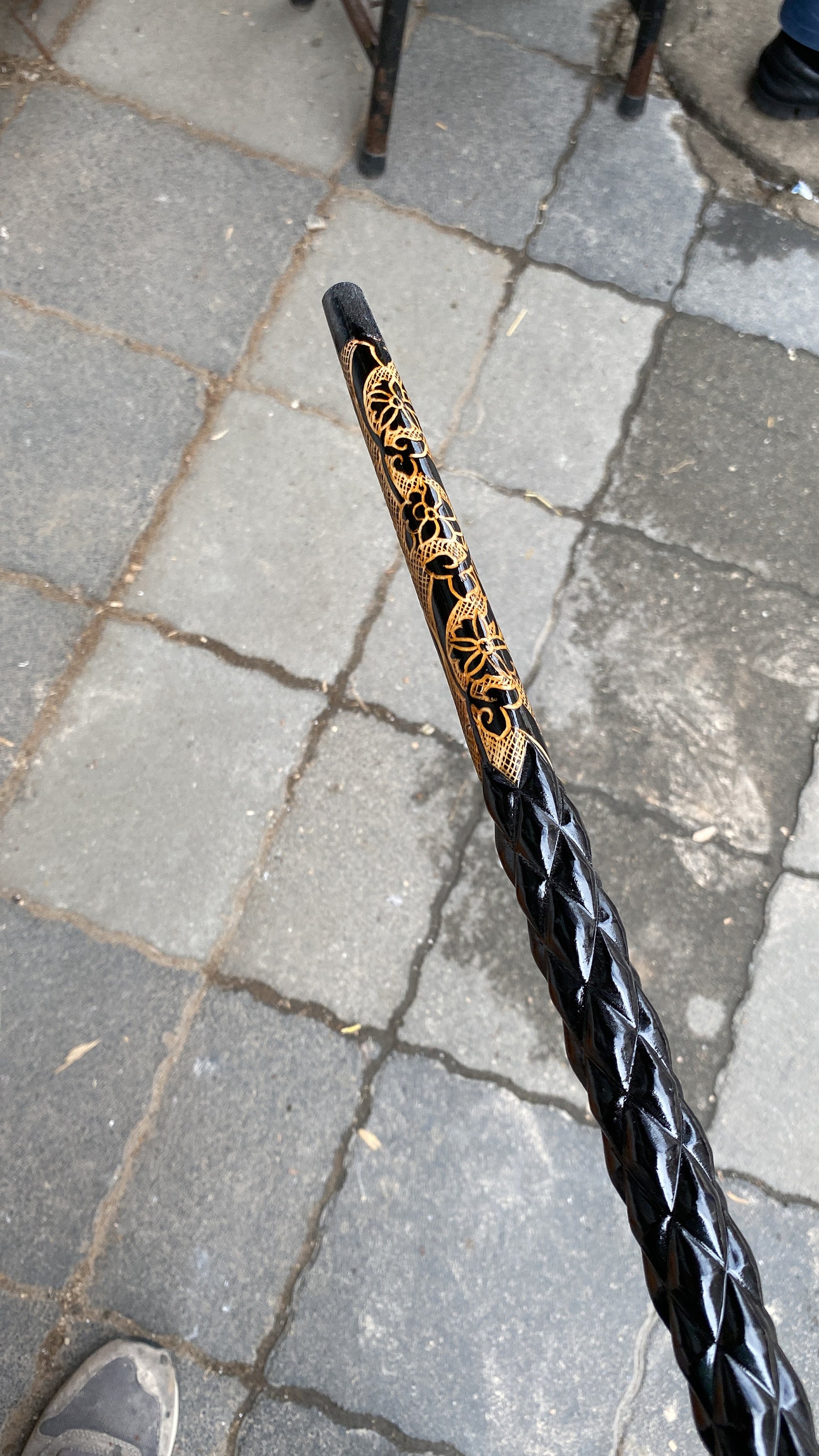Handmade Wooden Walking Cane Embroidered & Patterned Walking Stick Art ...
