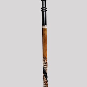Handmade Spiral Shaped Walking Stick - Unique Rustic Carved Cane - Premium Walking Stick - Handcrafted Elderly Walking Cane