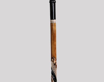 Handmade Spiral Shaped Walking Stick - Unique Rustic Carved Cane - Premium Walking Stick - Handcrafted Elderly Walking Cane