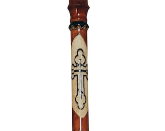 Knob Handle Embroidered Wooden Walking Cane | Handmade Decorative Vintage Rustic Walking Stick for Women and Men