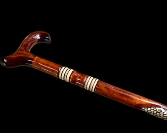 Hölzerner Gehstock-Gehstock Holzkunst gefertigte handgeschnitzte Gehstock-Handarbeitsstockstock für Männerfrauen-KAVIİ106