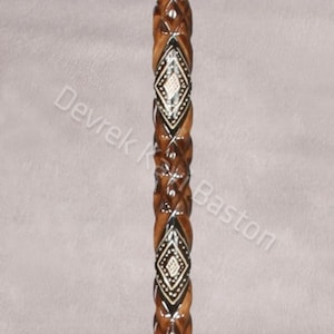 Handmade Embroidered Wooden Walking Cane - Personalized Diamond Shaped Walking Stick - Vintage Rustic Walking Stick for Women and Men