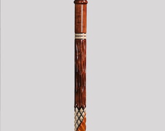 Handmade Personalized Dinamond Shaped Wooden Walking Stick - Unique Rustic Carved Cane - Premium Walking Stick - Handcrafted Walking Cane