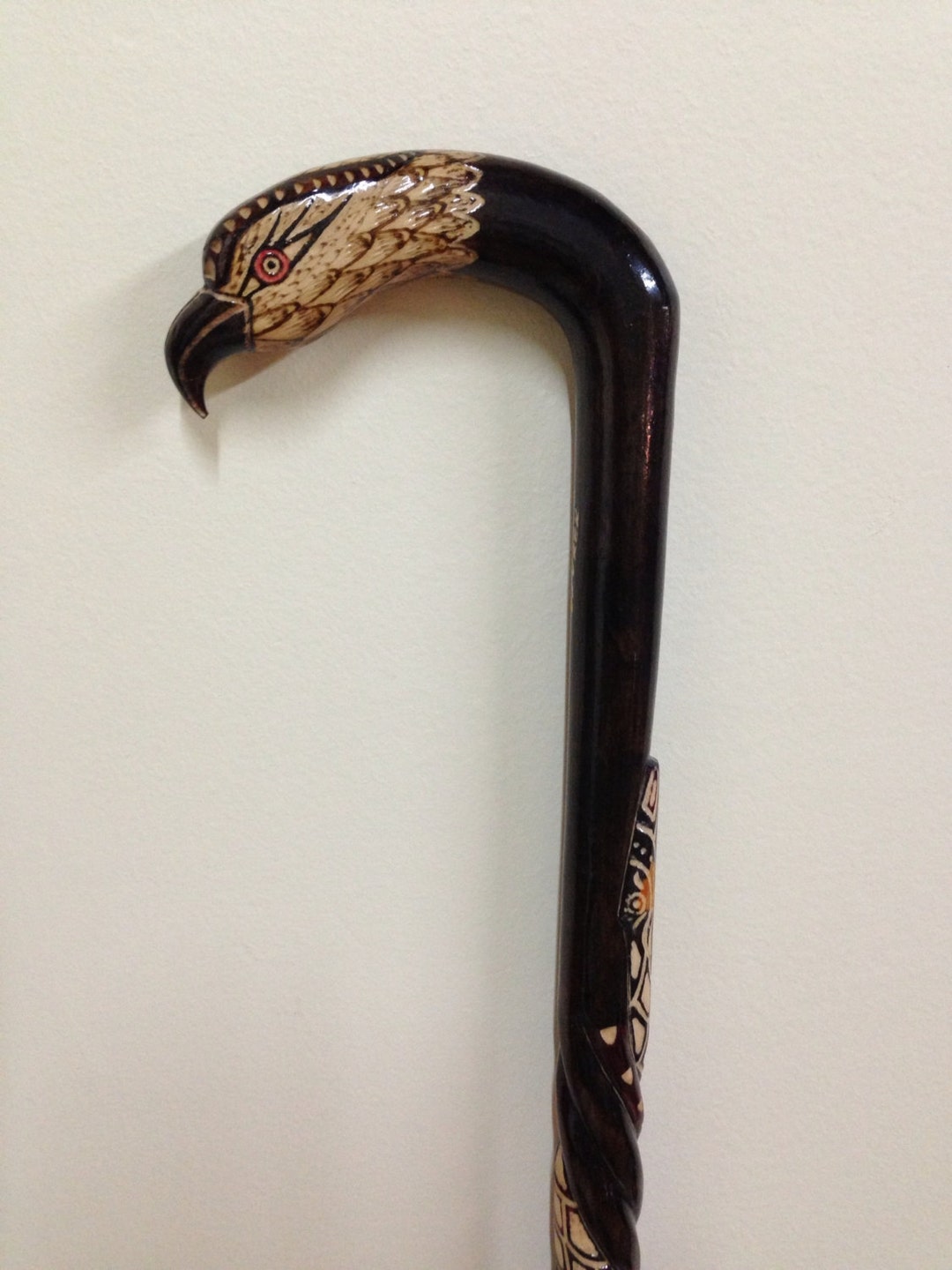 Handmade Wooden Walking Cane | Embroidered & Patterned Walking Stick ...