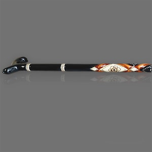 Handmade Embroidered Wooden Walking Cane - Personalized Diamond Shaped Walking Stick - Vintage Rustic Walking Stick for Women and Men