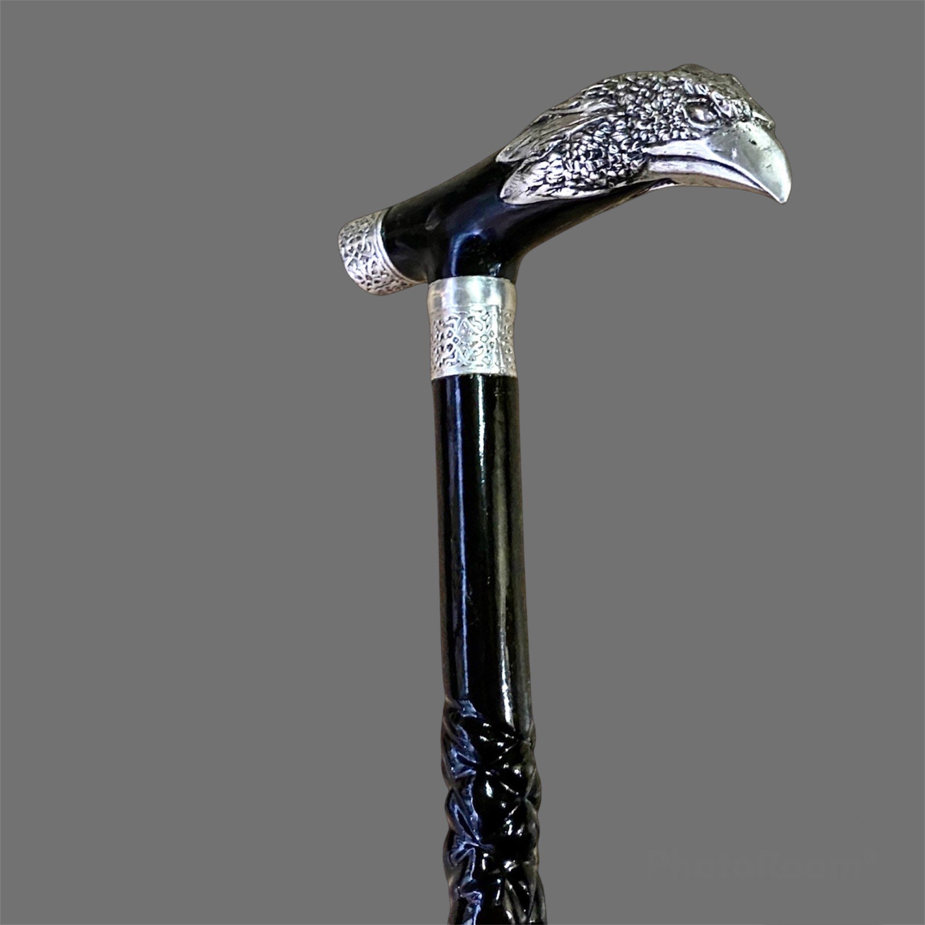 Handmade Wooden Walking Cane | Embroidered Walking Stick| Premium Hand-Crafted Cane for Men | Customizable Silver Eagle Head  Walking Cane