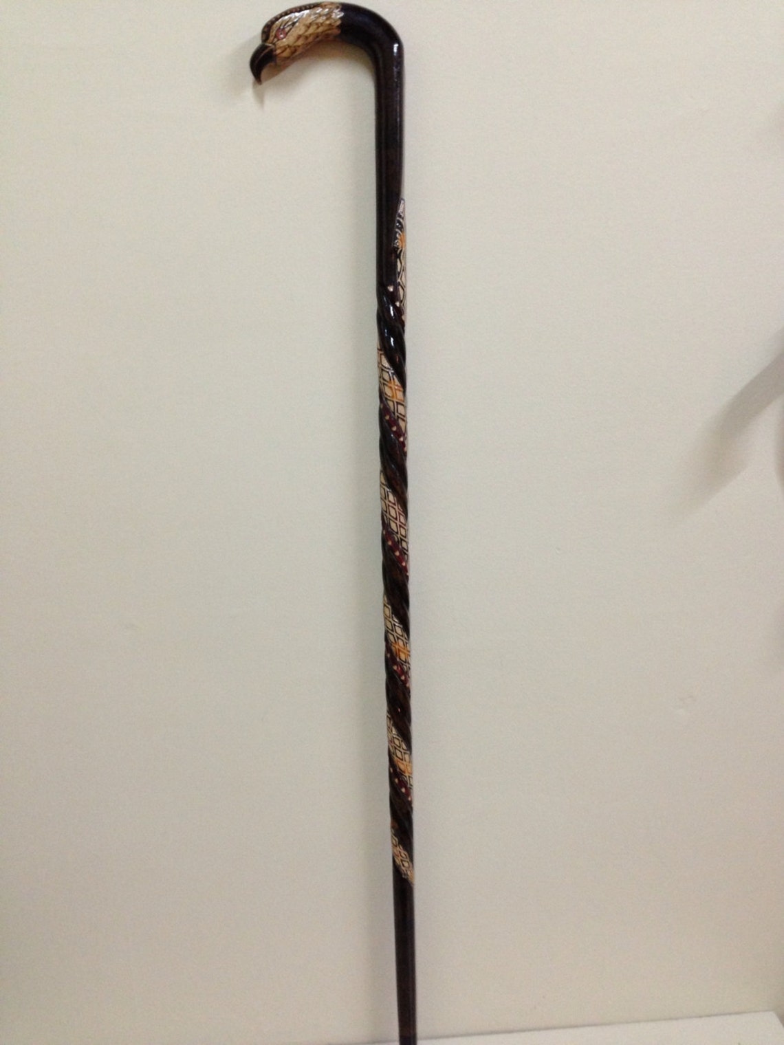 Handmade Wooden Walking Cane Embroidered & Patterned Walking - Etsy