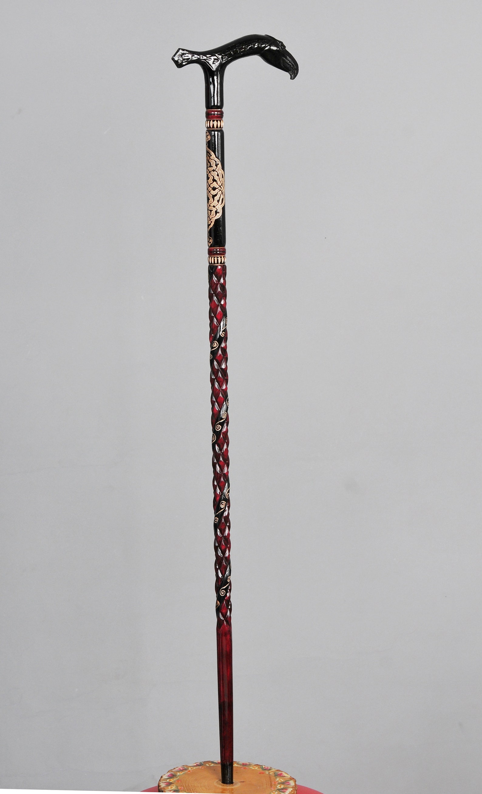 Handmade Wooden Walking Cane | Embroidered & Patterned Walking Stick ...