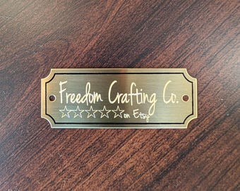 Custom Engraved Tag Black Brass Gold Border Nameplate Plaque Picture Frame Label Trophy Award Plate Personalized Sign Marker