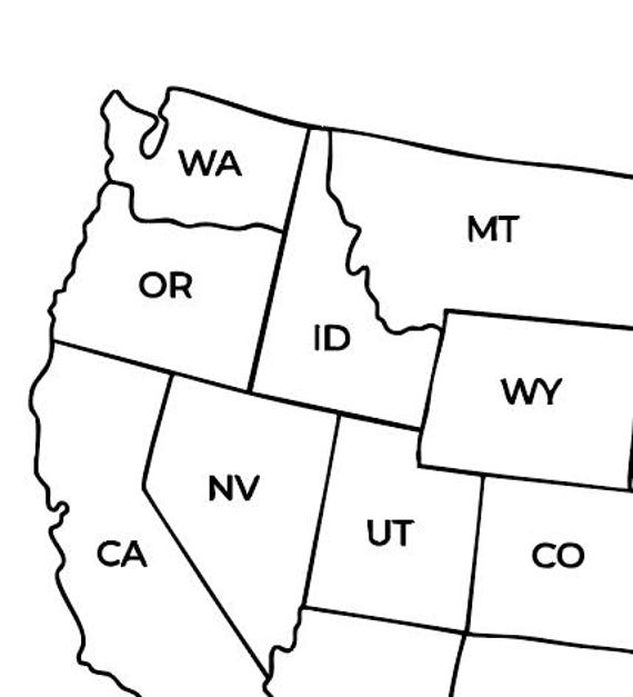 Map of USA Printable | Usa map wall art | Printable Usa Map | USA Map Printable | Usa map with states | Cute Black and White Usa Map