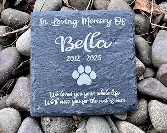 Engraved Slate Pet Memorial Stone (Large) - Custom Dog or Cat Remembrance Plaque