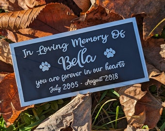 Engraved Pet Memorial Plaque: Paw Prints, Personalized Urn Marker