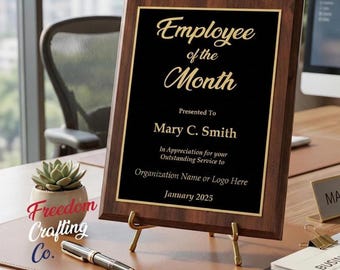 Custom Employee of the Month Plaque | ONE YEAR PROGRAM (Includes 12 plaques) | Staff Appreciation & Recognition Gift