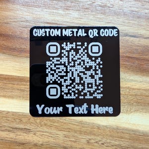 Outdoor QR Code Sign, metal plaque, Custom QR code tag engraved with custom text, tag For Business, QR Code for Pop Up Shops