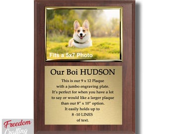 Personalized Photo Plaque: 5x7 Horizontal Picture Frame, Custom Text, 9x12 Plaque