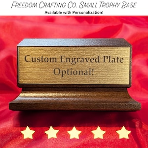 Trophy Base - Small - Cherry Finish with Hole for Mounting and Optional Engraved Plate