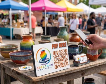 Custom Color QR Code Sign - Scan to Pay Payment & Social Media Display - Vendor Market Booth Sign for Small Business
