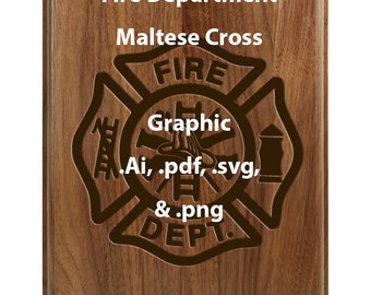 Maltese Cross Graphic, Fire Department, SVG, AI, PNG, Transparent Images for Cricut, Laser Engraving, Awards, Makers - Source File Included