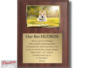 Personalized Photo Plaque: 4x6 Horizontal Picture Frame, Custom Text, 9x12 Plaque