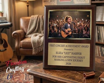 Custom Musician Photo Plaque | First Recital Picture Frame | Engraved Wood Music Award | Child Guitar Player Gift | Music Student Keepsake