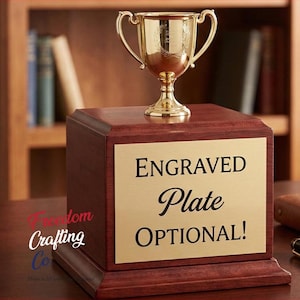 Classic Cherry Wood Finish Presentation Base | Custom Cup Base & Recognition Block | Memorabilia Display Riser | DIY Trophy Kit